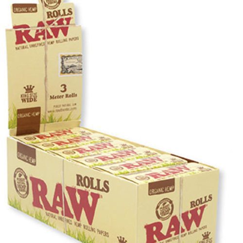 raw organic hemp rolls king size wide 3 meter rolls 12ct display 44982